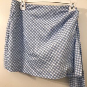 Blue and whit plaid skirt